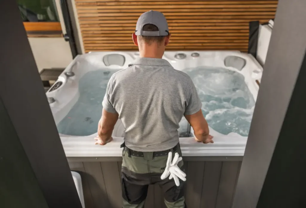 double-checking measurements of hot tub